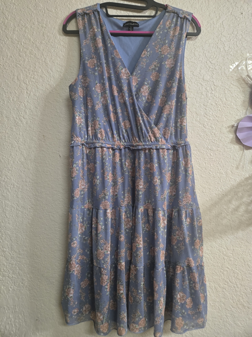 Papermoon Blue Floral V-Neck Sleeveless Dress